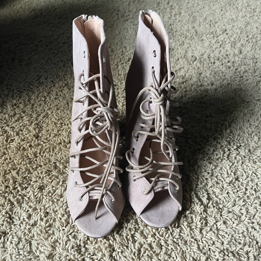Tan Lace-Up Heels - Picture 4 of 4